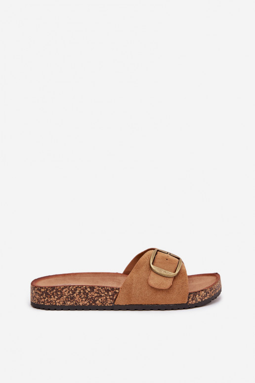 Women's Sandals With Buckle On Cork Platform Camel Zavira