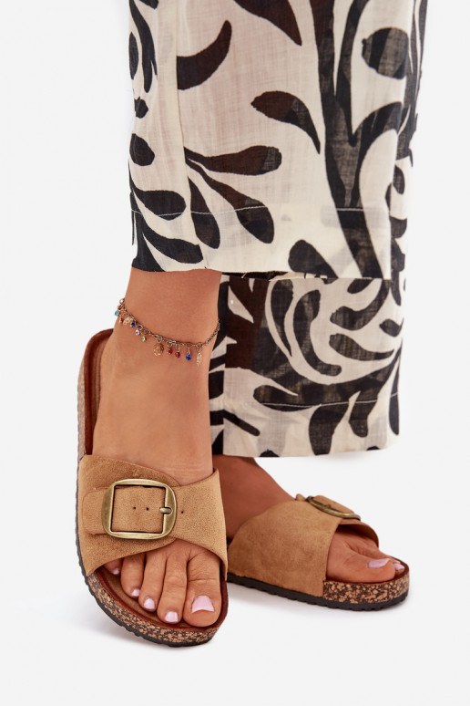 Klapki DamskiewithKlamrą Na Korkowej Platformie Camel Zavira