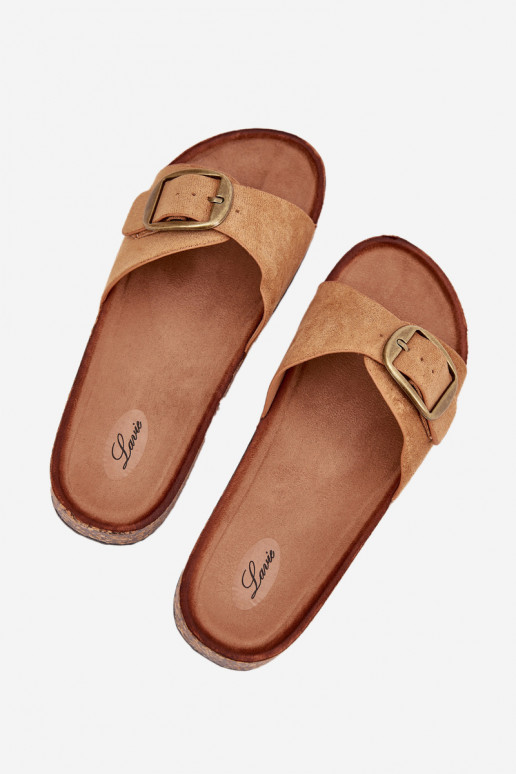 Women's Sandals With Buckle On Cork Platform Camel Zavira