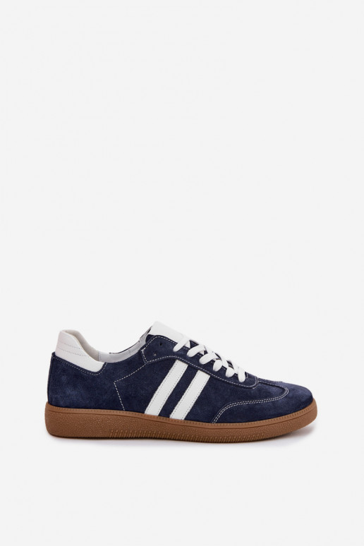 Zazoo N1068 Suede Low Women's Sneakers Navy Blue