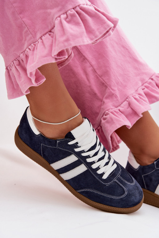 Zazoo N1068 Suede Low Women's Sneakers Navy Blue