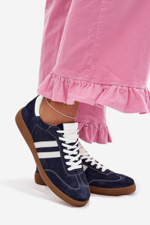 Zazoo N1068 Suede Low Women's Sneakers Navy Blue