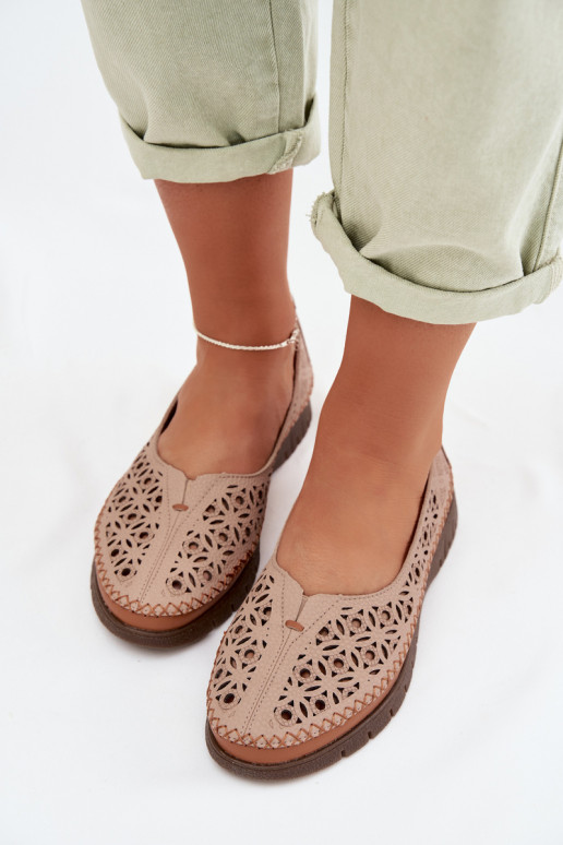 Women's Openwork Flats Sergio Leone SP-006 Pink