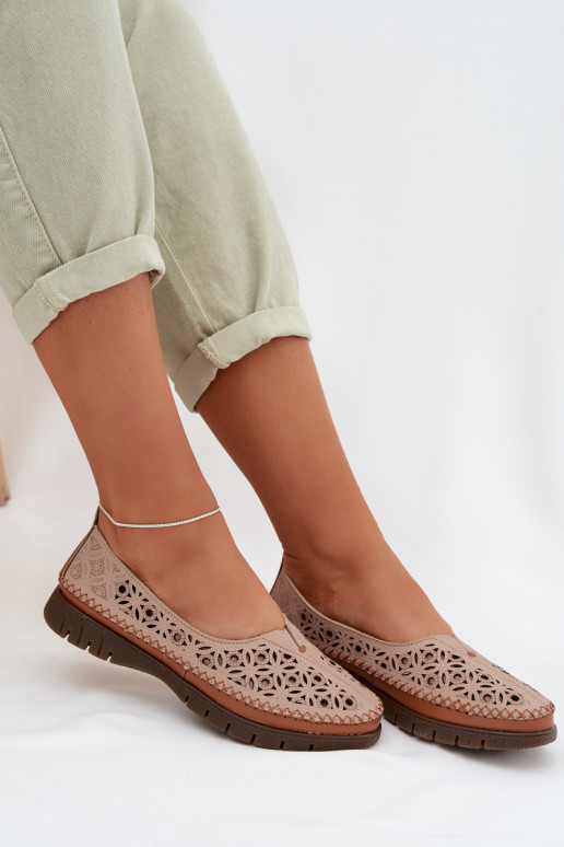 Women's Openwork Flats Sergio Leone SP-006 Pink