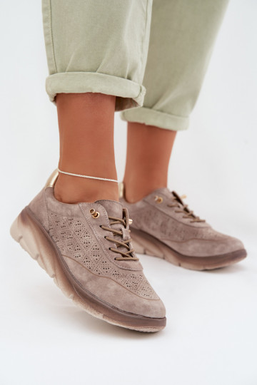 Leather Women's Mesh Sneakers Sergio Leone SP-002 Gray 2