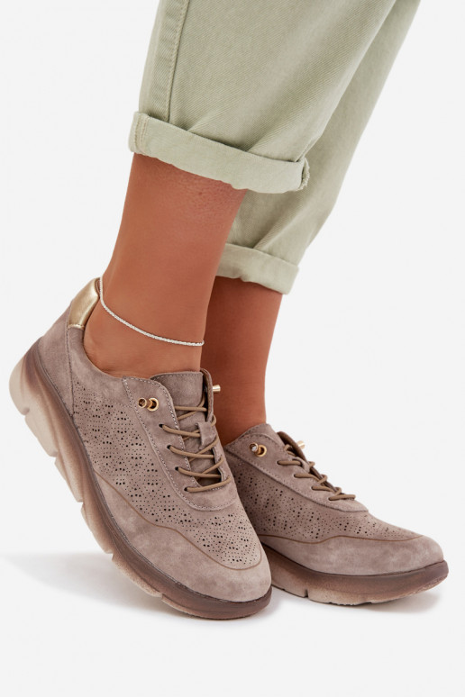 Leather Women's Mesh Sneakers Sergio Leone SP-002 Gray