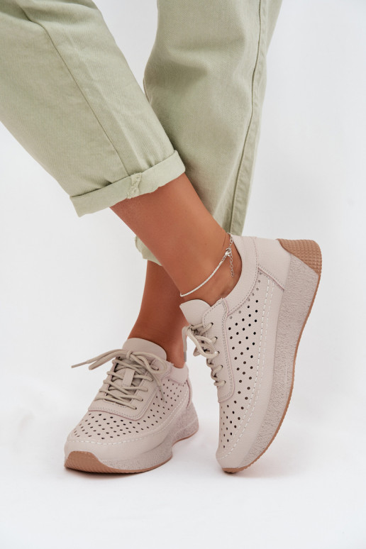 Leather Women's Sneakers Mesh Sergio Leone SP-013 Gray