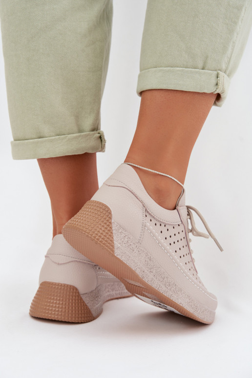 Leather Women's Sneakers Mesh Sergio Leone SP-013 Gray