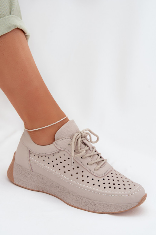 Leather Women's Sneakers Mesh Sergio Leone SP-013 Gray