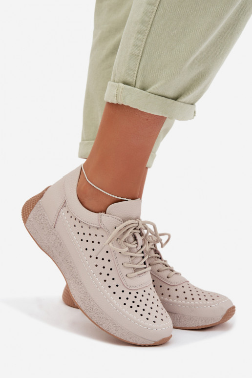 Leather Women's Sneakers Mesh Sergio Leone SP-013 Gray