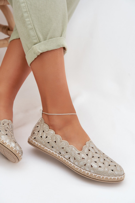 Women's Slip-On Floral Gold Ballerinas Vennice