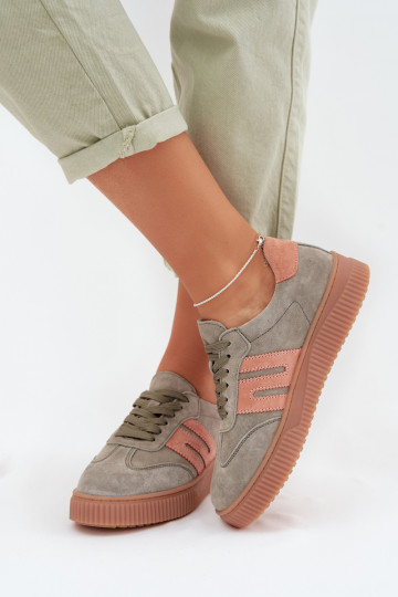 Women's Sneakers Made of Natural Suede Green Delyssia 2
