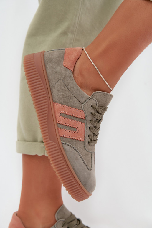 Women's Sneakers Made of Natural Suede Green Delyssia