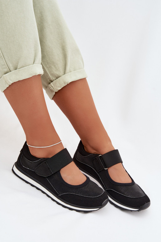 Women's Sports Shoes with Velcro Black Aveliette