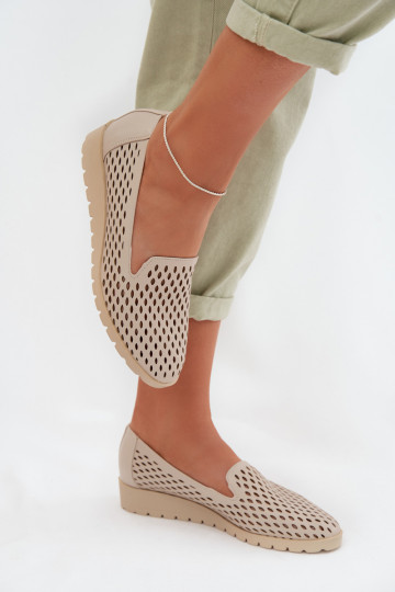 Women's Perforated Loafers Beige Flariette