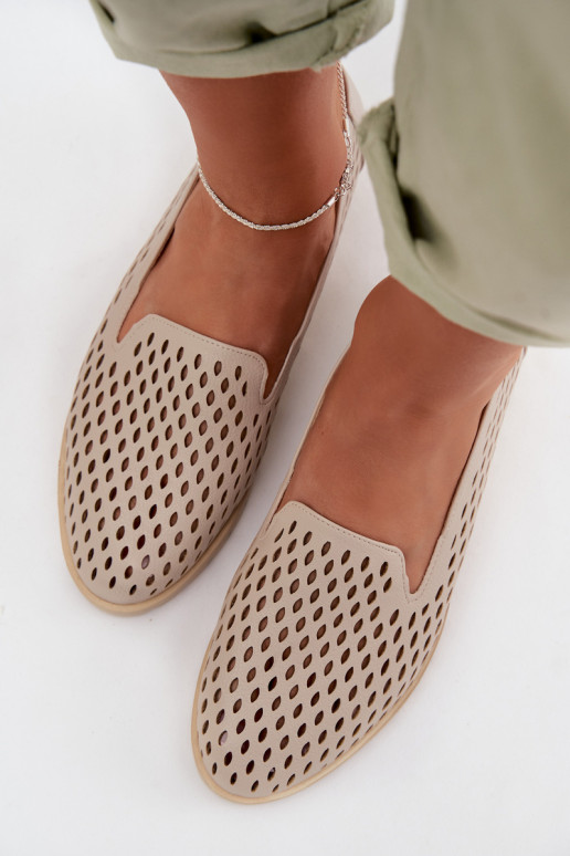 Women's Perforated Loafers Beige Flariette