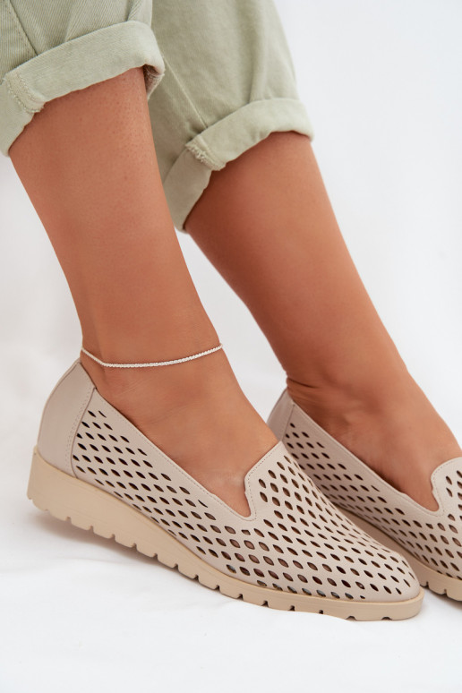 Women's Perforated Loafers Beige Flariette