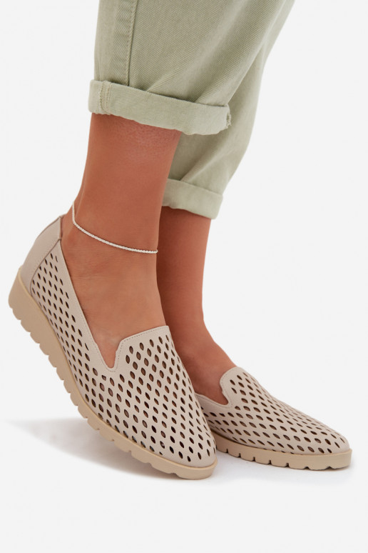 Women's Perforated Loafers Beige Flariette