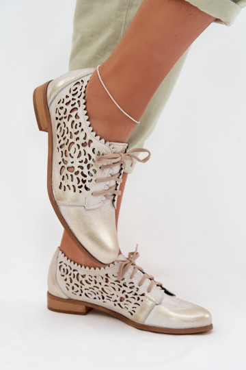 Leather Openwork Women's Shoes Zazoo 3195 Gold