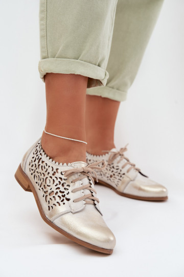 Leather Openwork Women's Shoes Zazoo 3195 Gold 2