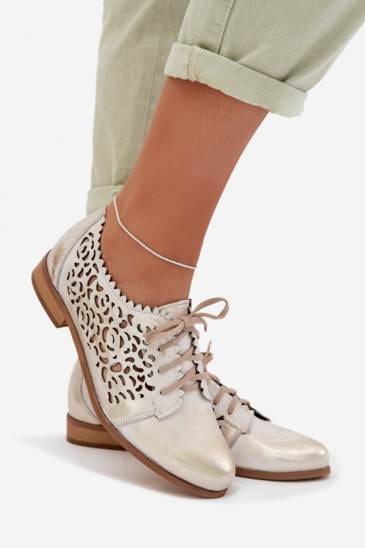 Leather Openwork Women's Shoes Zazoo 3195 Gold