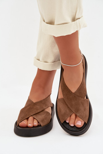 Women's Sandals Zazoo 3196 in Natural Suede Light Brown