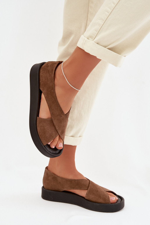 Women's Sandals Zazoo 3196 in Natural Suede Light Brown