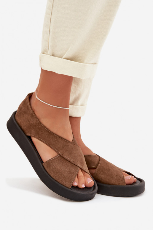 Women's Sandals Zazoo 3196 in Natural Suede Light Brown