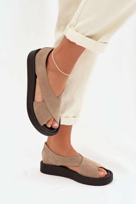 Women's Sandals Zazoo 3196 Made of Natural Suede Beige