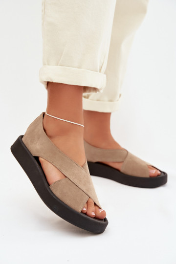 Women's Sandals Zazoo 3196 Made of Natural Suede Beige 2