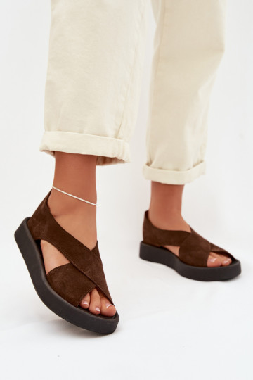 Women's Sandals Zazoo 3196 Made of Natural Suede Brown