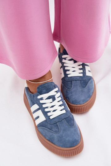 Women's Sneakers Made of Natural Suede Blue Delyssia