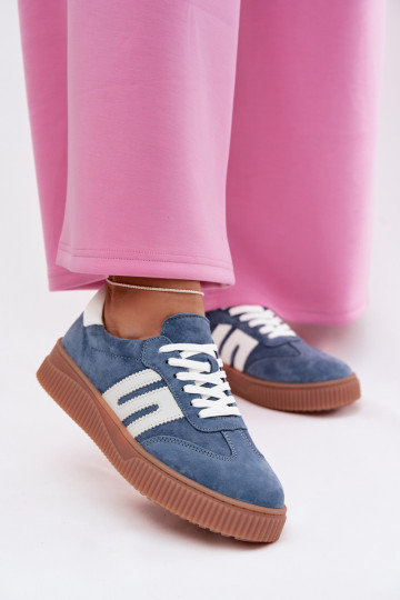 Women's Sneakers Made of Natural Suede Blue Delyssia 2