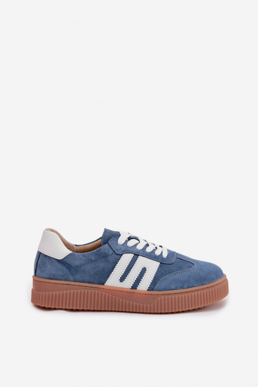 Women's Sneakers Made of Natural Suede Blue Delyssia