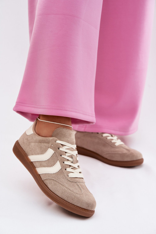 Sneakersy DamskiewithEko Zamszu Ciemnobeżowe Jesavella