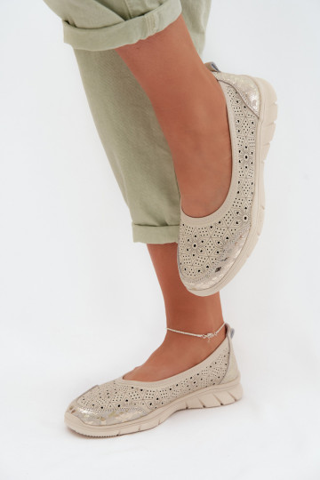 Beige Openwork Ballerinas Palorette
