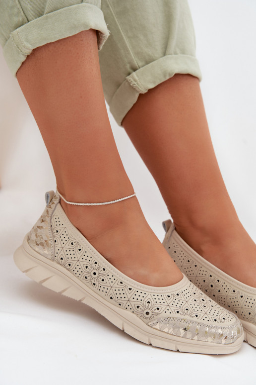Beige Openwork Ballerinas Palorette
