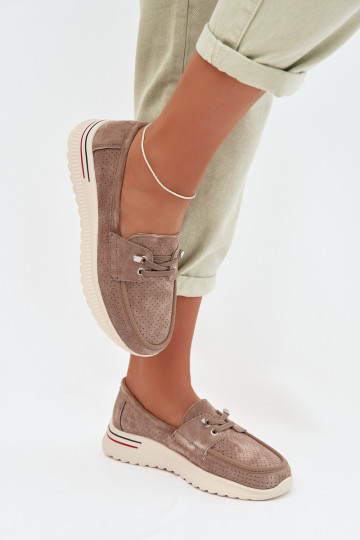 Beige Suede Loafers Selorette