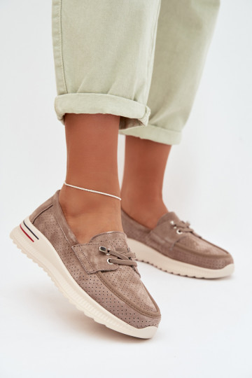 Beige Suede Loafers Selorette 2