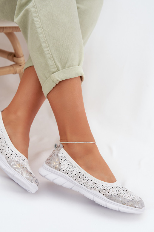 Leather Openwork Ballerinas S.Barski GR61-5973 White
