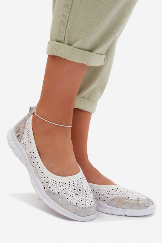 Leather Openwork Ballerinas S.Barski GR61-5973 White