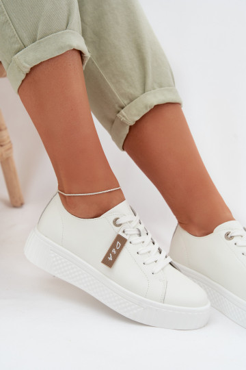 Women's Sneakers Made of Natural Leather D&A GR61-5591 White