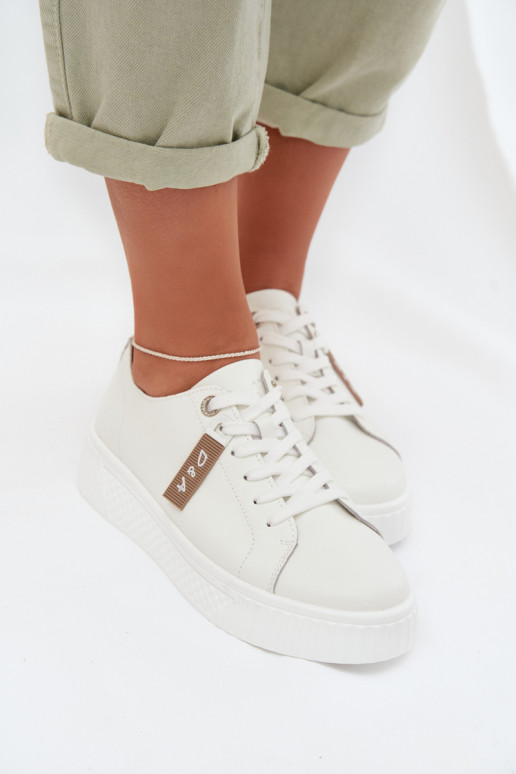 Sneakersy DamskiewithNaturalnej Skóry D&A GR61-5591 Białe