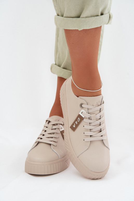 Women's Sneakers Made of Genuine Leather D&A GR61-5591 Beige