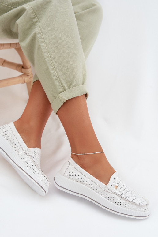 Women's Leather Loafers S.Barski GR61-5980 White