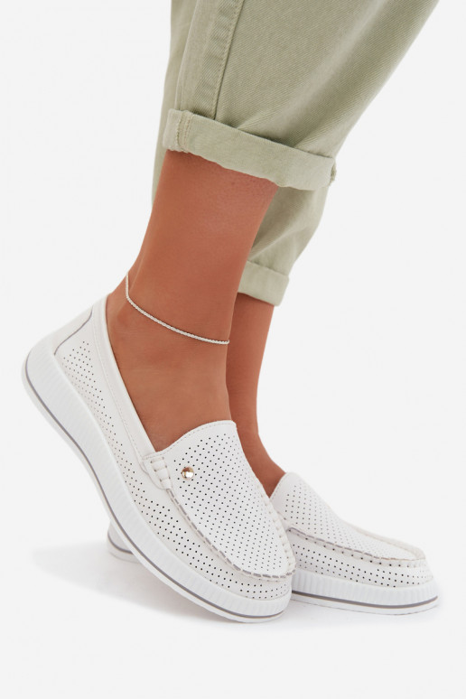 Półbuty DamskiewithNaturalnej Skóry S.Barski GR61-5980 Białe