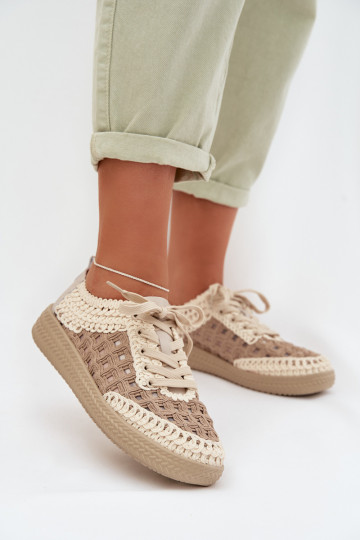 Leather Backpacks Women's Loafers D&A GR61-5951 Beige