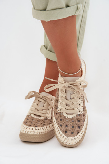 Leather Backpacks Women's Loafers D&A GR61-5951 Beige 2