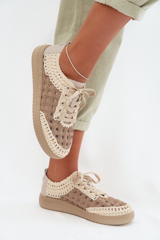 Leather Backpacks Women's Loafers D&A GR61-5951 Beige