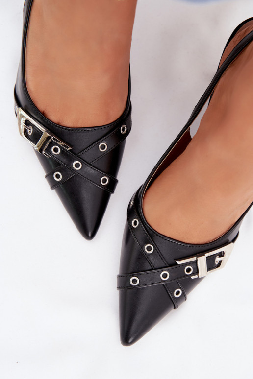 Women's High Heeled Sandals With Straps And Buckle Black Parina